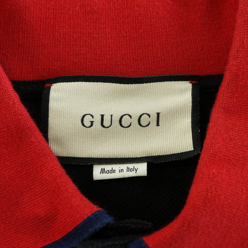 シンプルコーデ グッチ GUCCI ポロシャツ 長袖 シェリーライン ロゴ XS 黒 ブラック 545784 XJAG4 |XZ GY17