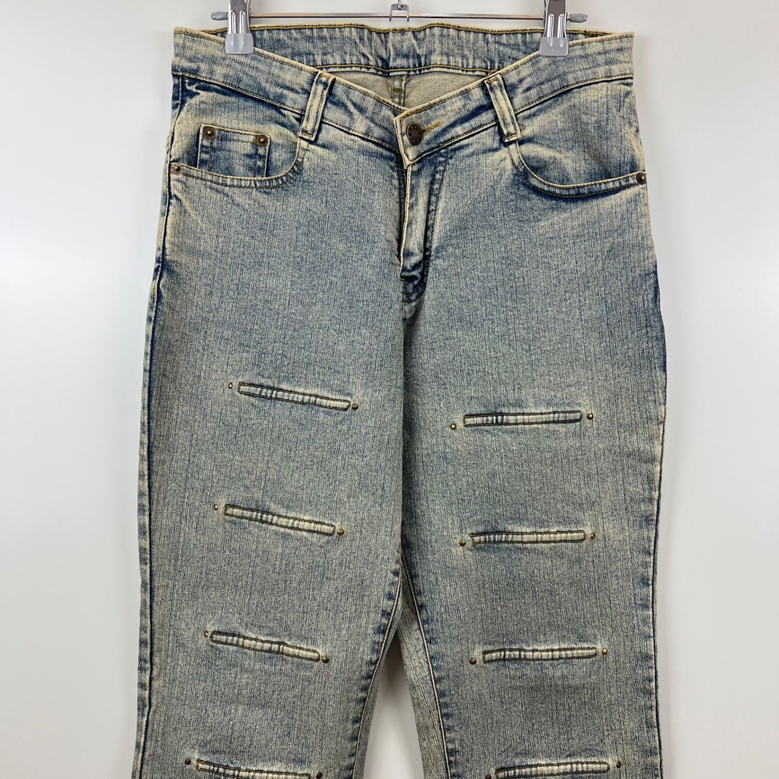 Unknown no brand studs stitch flare denim pants 4 XL y2k old