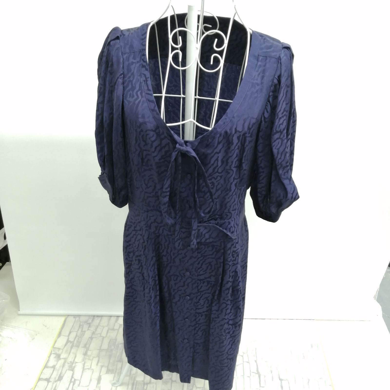 BALENCIAGA シルク ゼブラブルー ワンピース