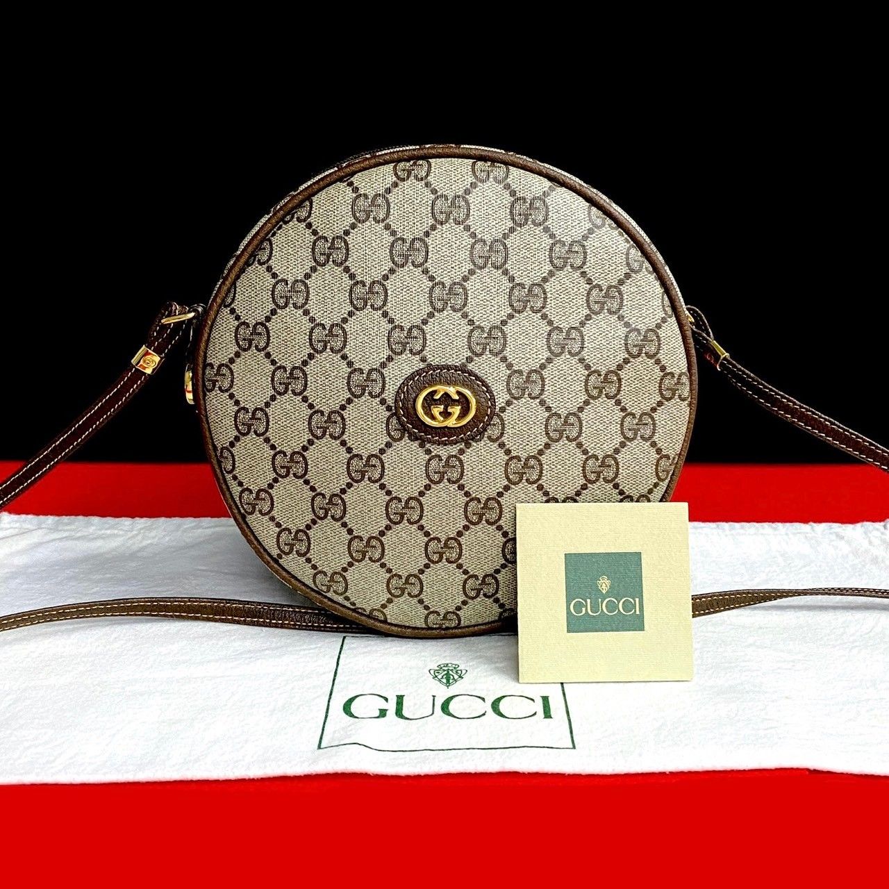 極 美品 GUCCI グッチ オールドグッチ ヴィンテージ GG ロゴ ラウンド レザー 本革 ミニ ショルダーバッグ ポシェット ブラウン  -6706 - メルカリ