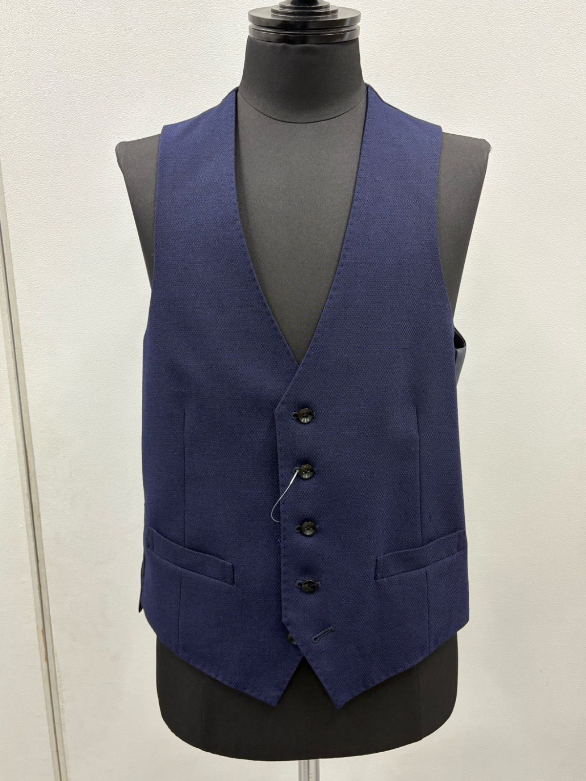 AB5新品未使用！ストレッチ3ピーススーツ！無地調ネイビー