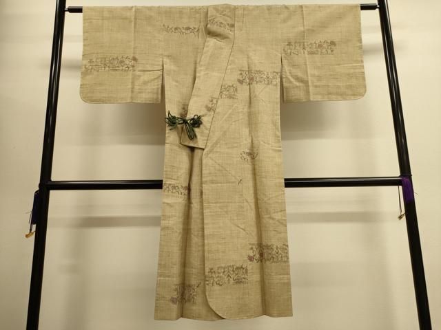 平和屋着物道中着　紬地　草花文　ロング丈　正絹　逸品　未使用　CAAL4059dy