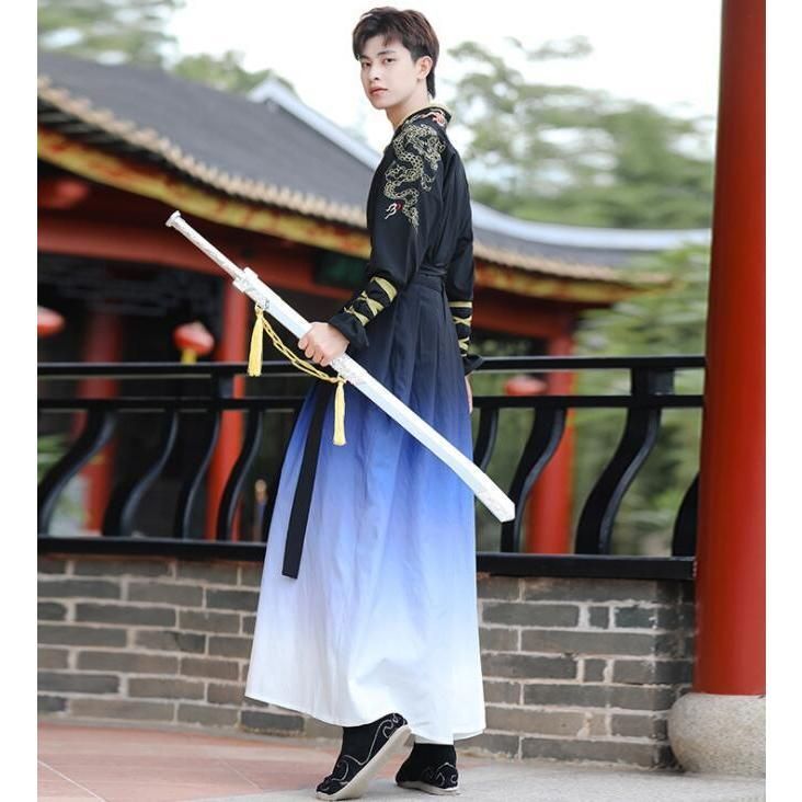 ありふれた ハロウィン チャイナ服 メンズ 漢服 中華服 グラデーション 中華コスプレ衣装 長袖 上下2点セット 3点セット 龍刺しゅう 男性用 カン CS00925BJ サマーセール！