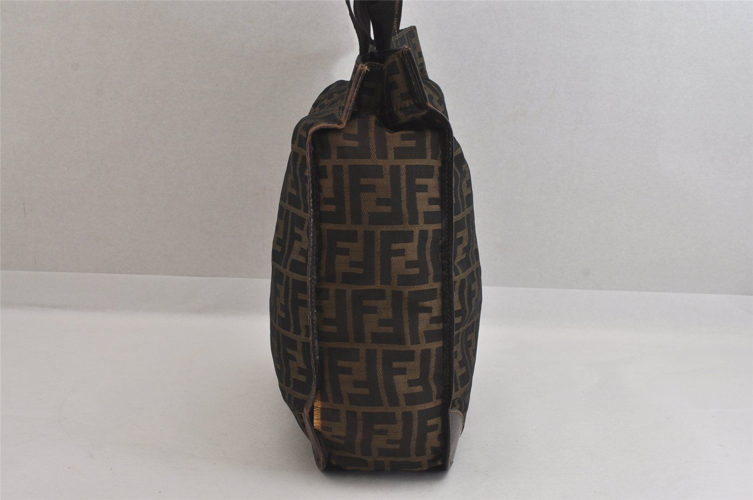 フェンディ ズッカ柄 トートバッグ PVC レザー ブラック ブラウン