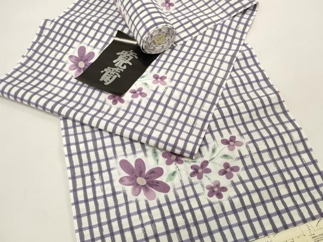 平和屋着物＊夏物 世界的ファッションデザイナー 山本寛斎 kansaiブランド 浴衣 反物 着尺 紅梅織 格子花文 洗える着物 ♥ DAAW7367zzz