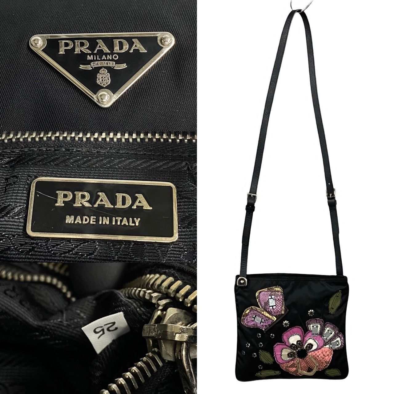 プラダ　三角ロゴ　ナイロン　ブラックショルダーバッグサコッシュ. PRADA プラダ 三角ロゴプレート サコッシュ ショルダーバッグ