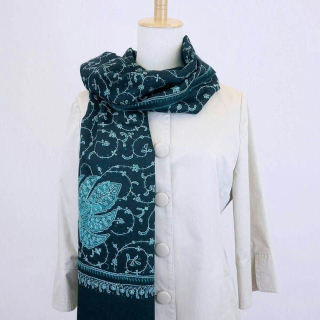 パシュミナ　ストール　ソズニ刺繍　　　　ブラック カシミール刺繍ショール＋,パシュミナ刺繍 | ストール専門店