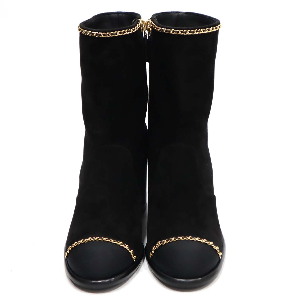 【CHANEL】シャネル ビックCOCOマークスエードブーツ シャネル ココマーク スエード ショートブーツ 36.5C レディース