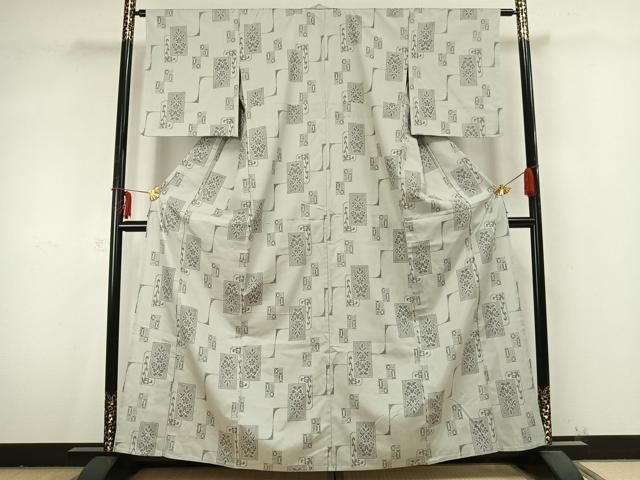 平和屋着物 上質な紬 単衣 色紙花文 正絹 AABB2217fy