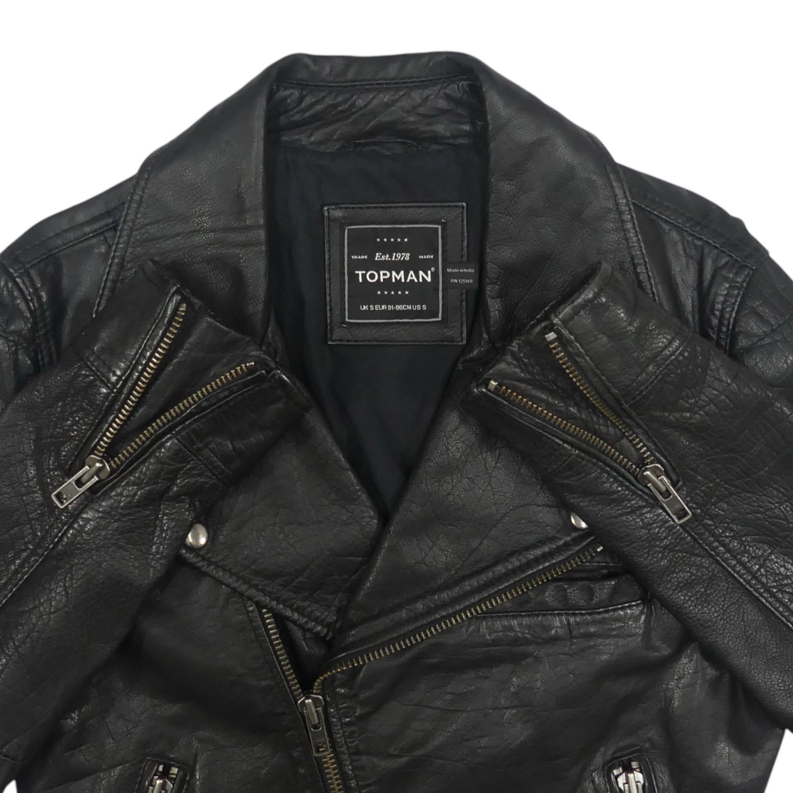 TOPMAN トップマン ライダースジャケット 本革 ダブル メンズ レザー 