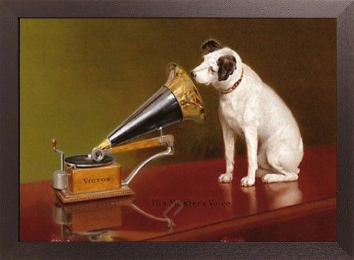 ご主人様の声 His Master s Voice アートプリント 木製アートフレーム付 91.5×61cm