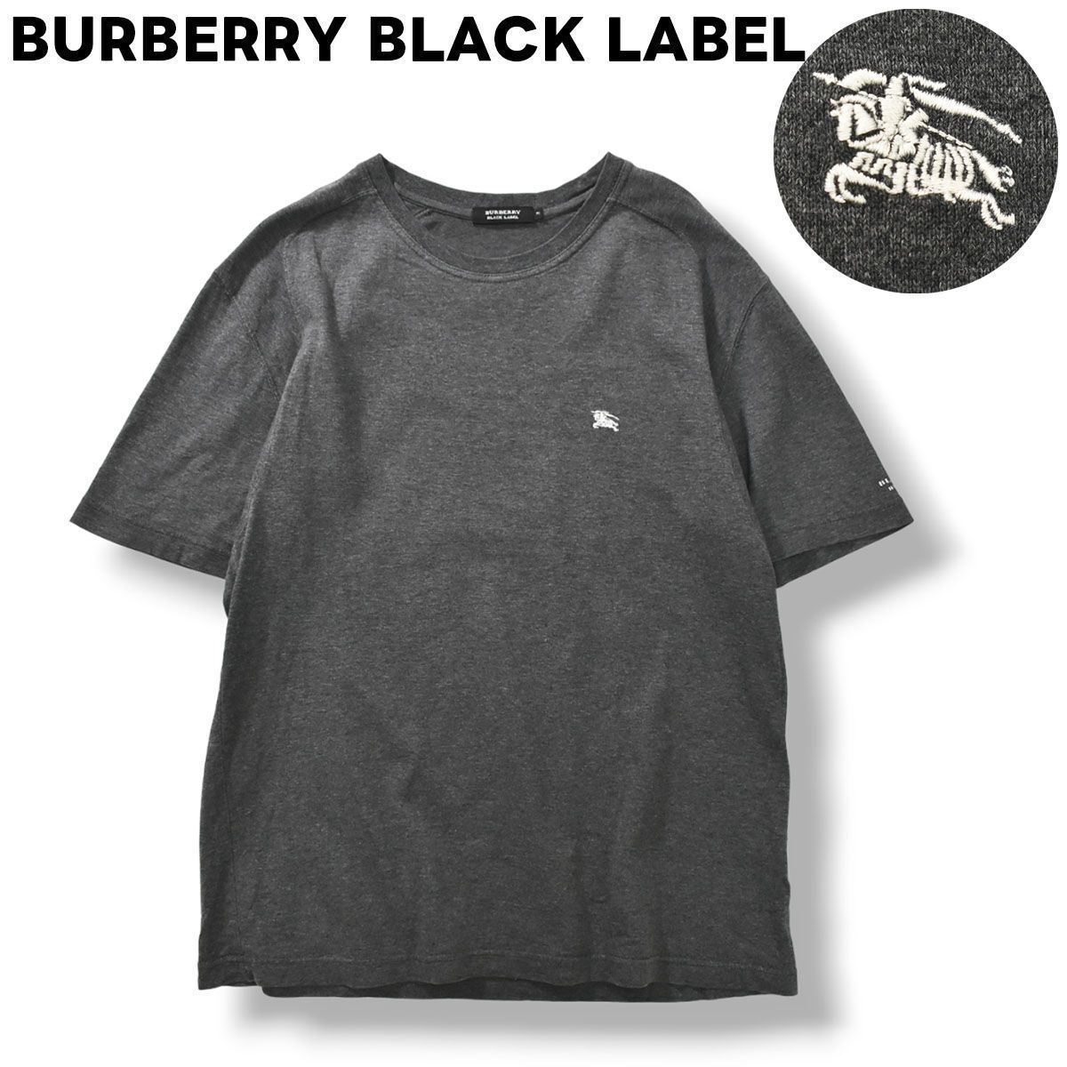 【人気】 バーバリー ブラックレーベル BURBERRY BLACK LABEL ホースマーク 刺繍ロゴ 半袖 Tシャツ 3 グレー メンズ