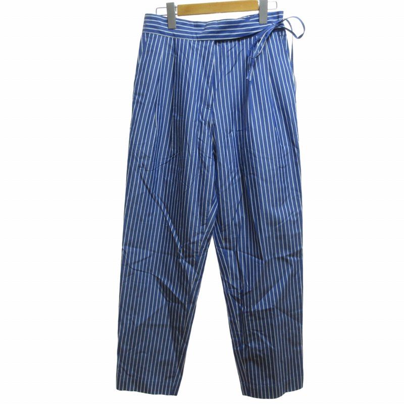 WRYHT ライト タグ付き 22AW KNOTTED WAIST PLEATED TROUSER 2タックワイドパンツ ストライプ オールドジョー  青系 2 約Mサイズ 221WT-PT08 □BL2 0719 - メルカリ