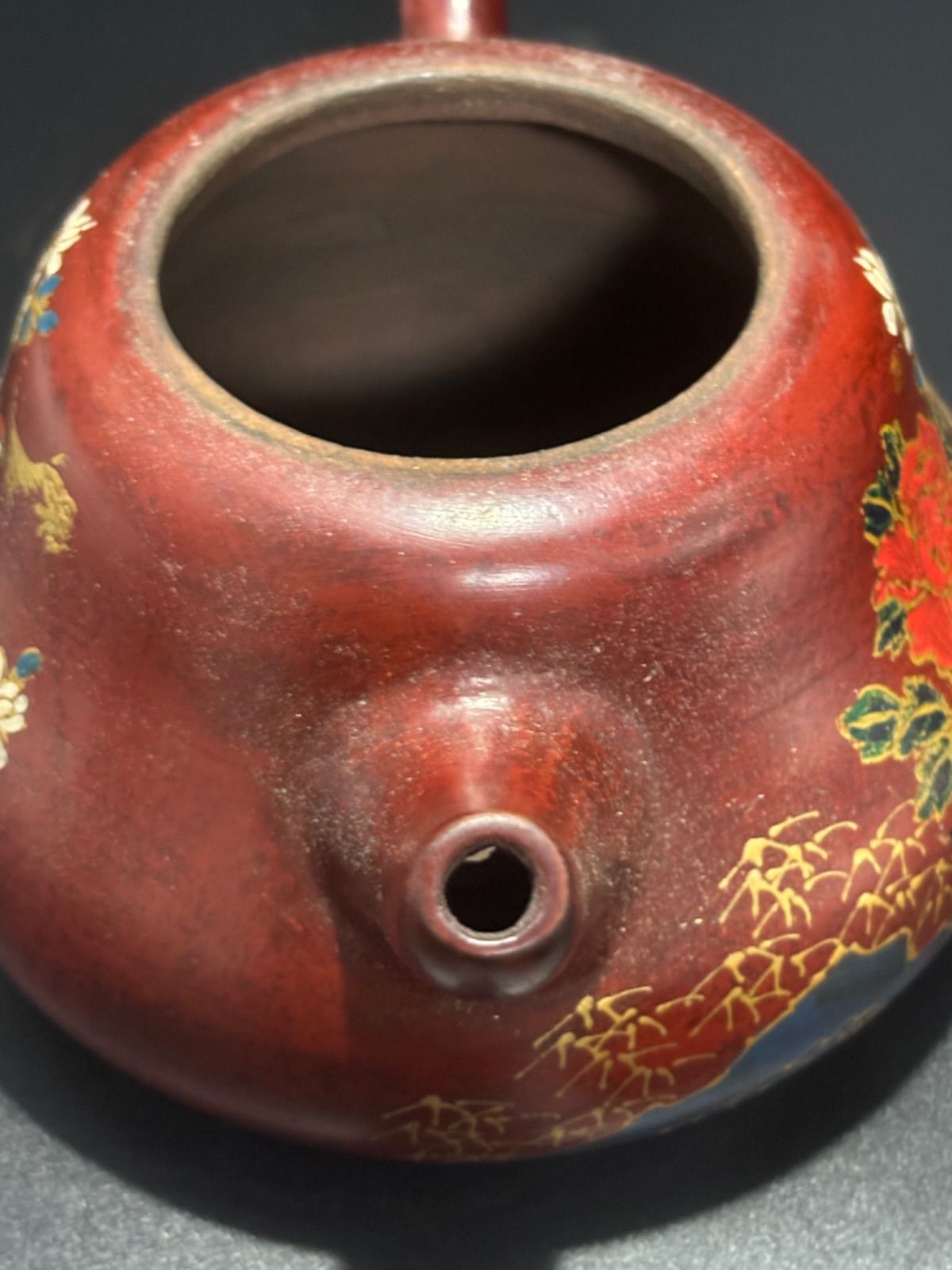 中国 紫砂壺 描金彩繪 壺 漆器盒付 茶道品 煎茶道具 文房賞物