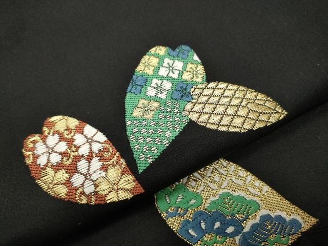 名古屋帯 唐織 花唐草 黒地 織り出し 九寸 着物 正絹 T-8092 s*n様 名古屋帯 正絹 黒地 金糸織り込み 花唐草 九寸 U-8841