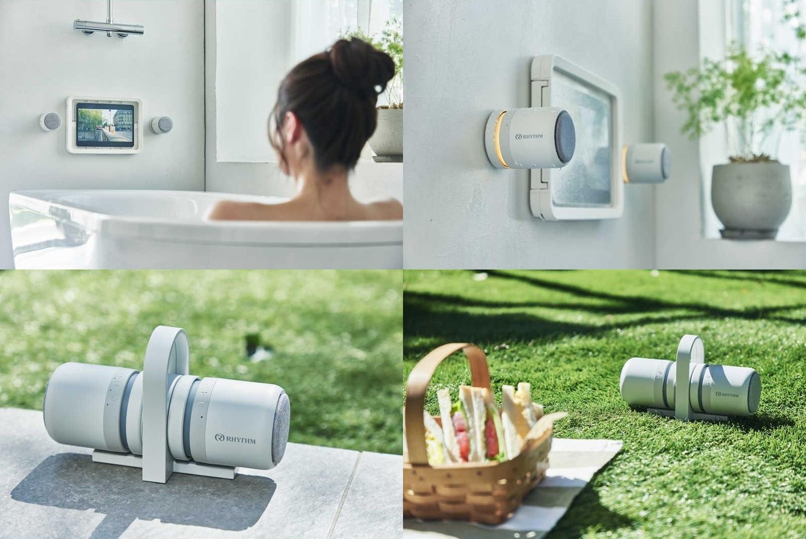 RHYTHM 防水BluetoothスピーカーMAGSPEAKER DUOライトグレー