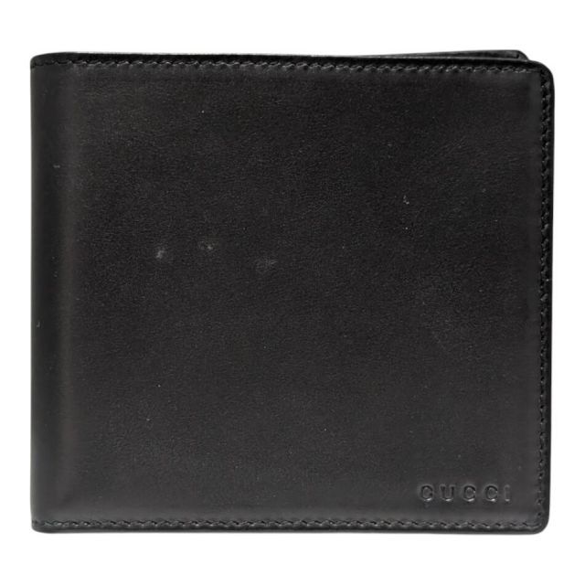 未使用 グッチ 財布 レザー 二つ折り オールドグッチ 札入れ ブラック 034.662 革製 3つ折り カードケース パスケース メンズ  紳士用 GU 未使用 グッチ 財布 レザー 二つ折り オールドグッチ 札入れ ブラック