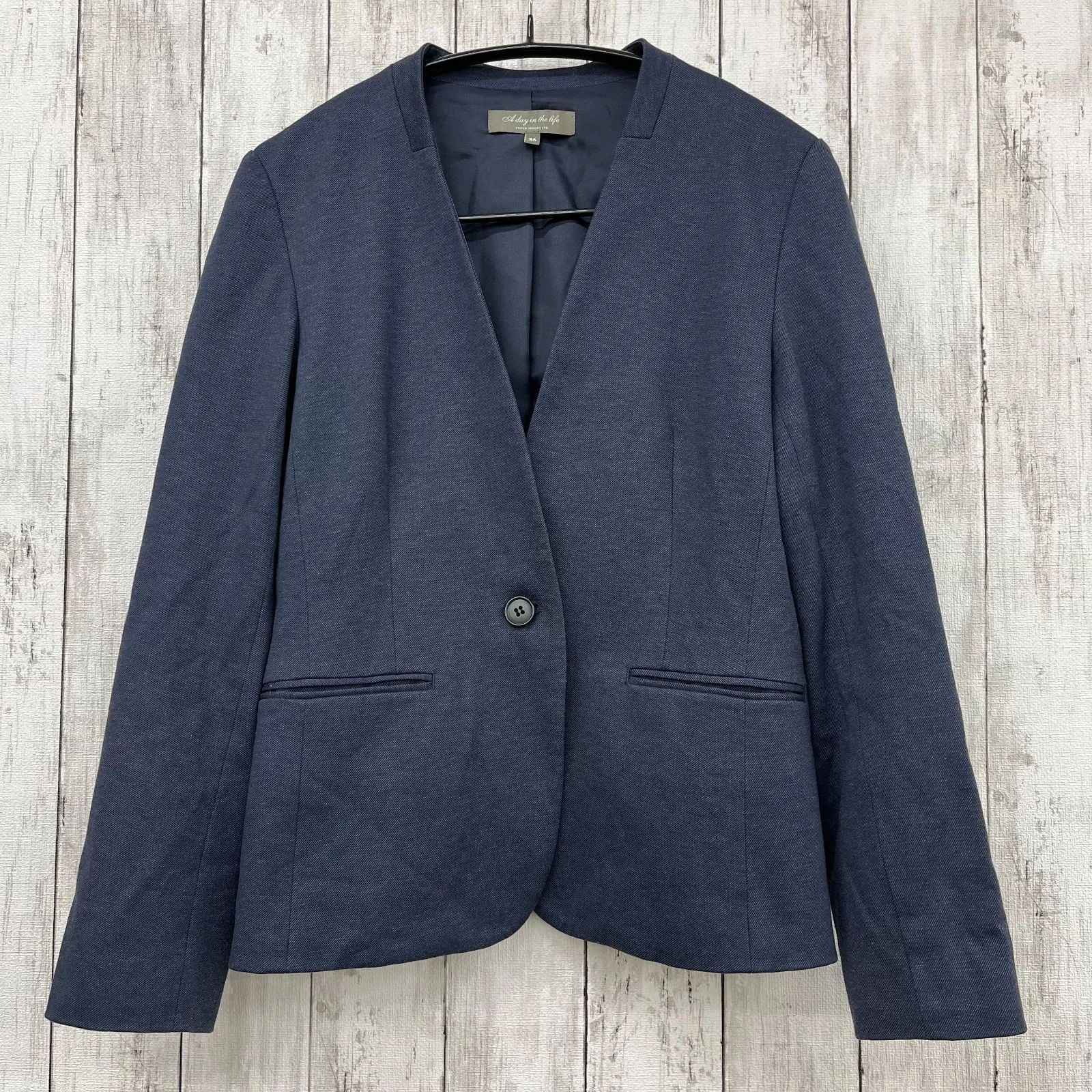 ユナイテッドアローズ ノーカラージャケット ネイビー UNITED ARROWS