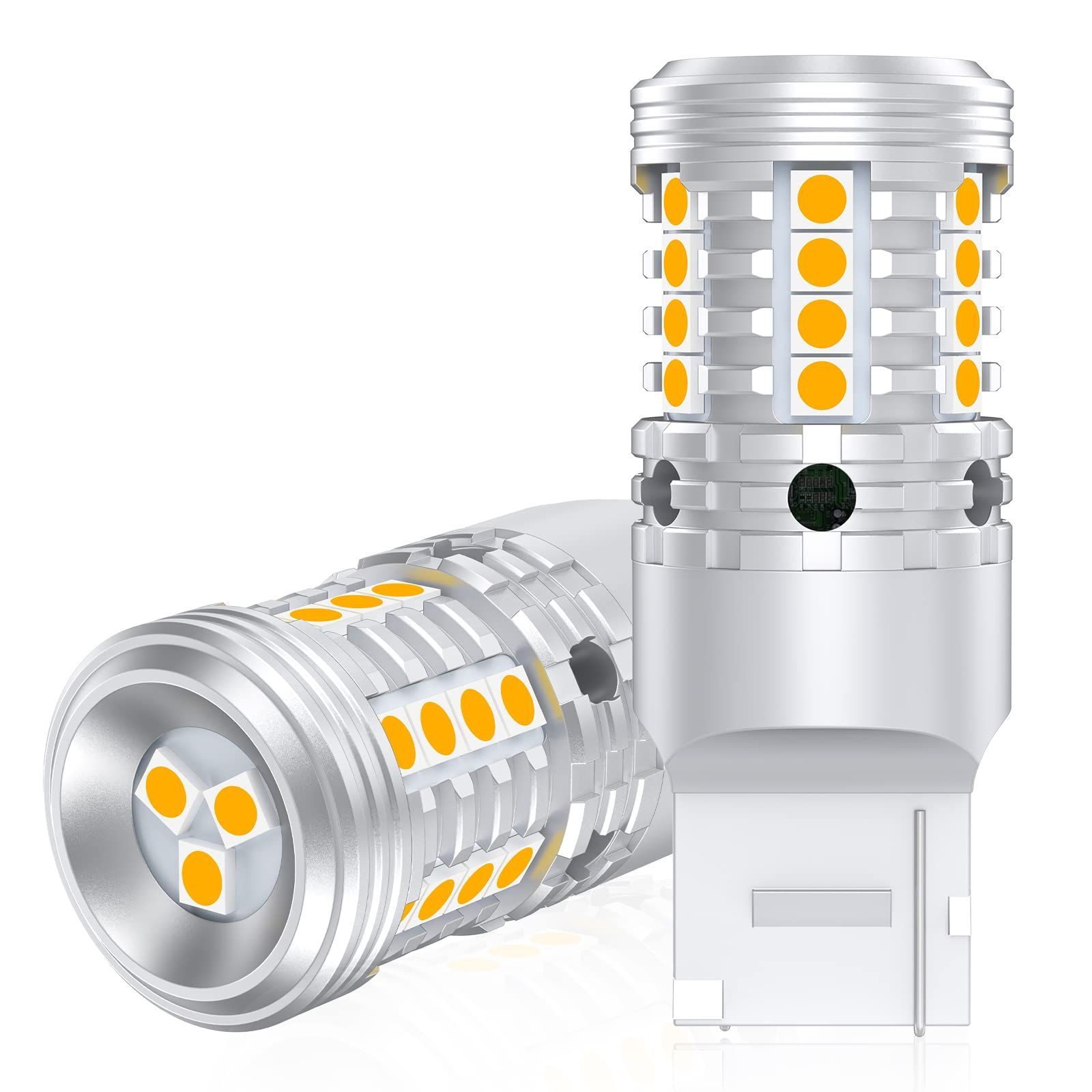 【新着商品】GOSMY T20 ピンチ部違い LED ウィンカー バルブ 専用 純正アンバー ハイフラ防止 抵抗内蔵 WY21W 12V21W 27LEDウィンカー ステルス仕様 12V車用 車検対応 純正交換 (2個入り)