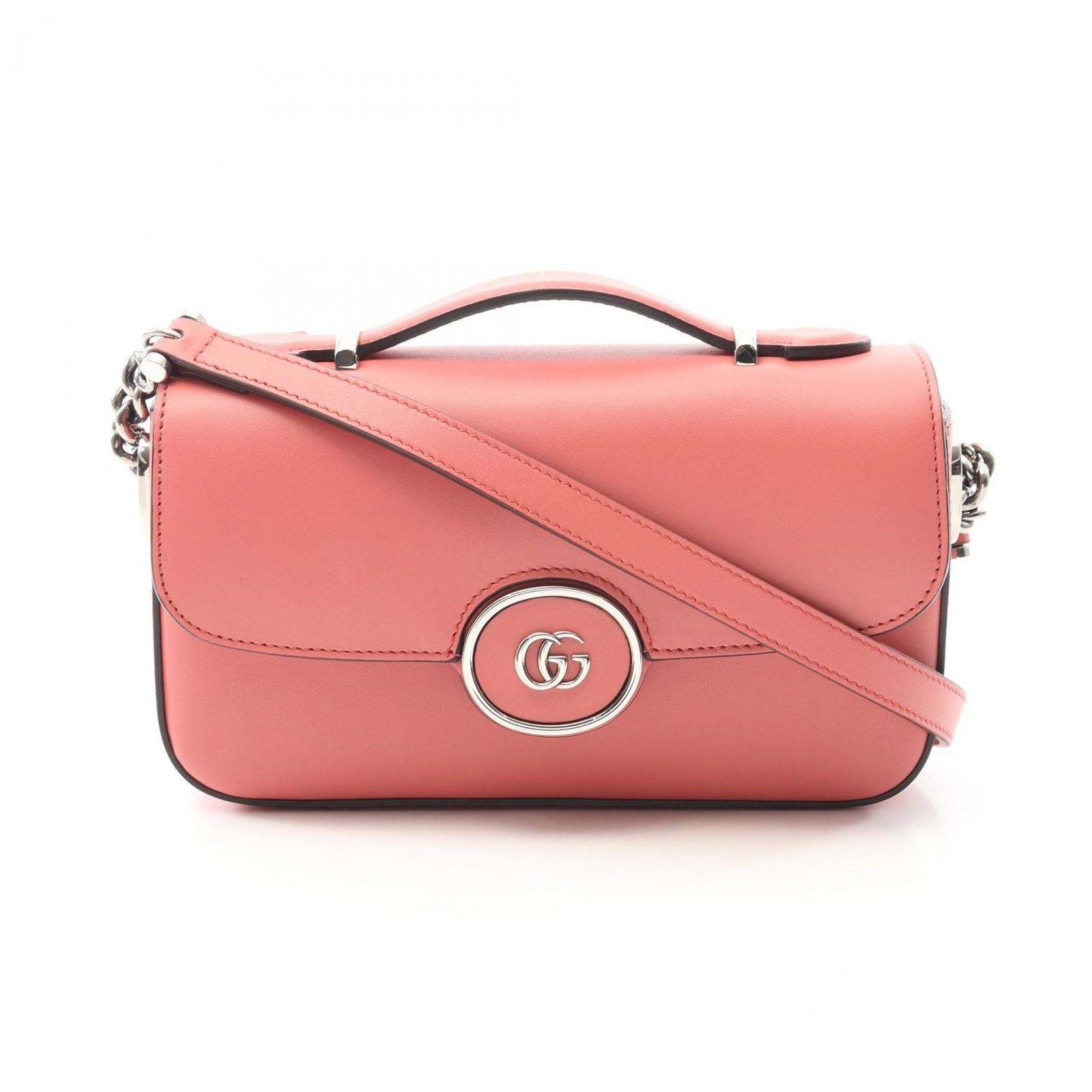 グッチ GUCCI ショルダーバッグ ダブルG 739722 ピンク レザー ダブルG ショルダーバッグ レディース Used A