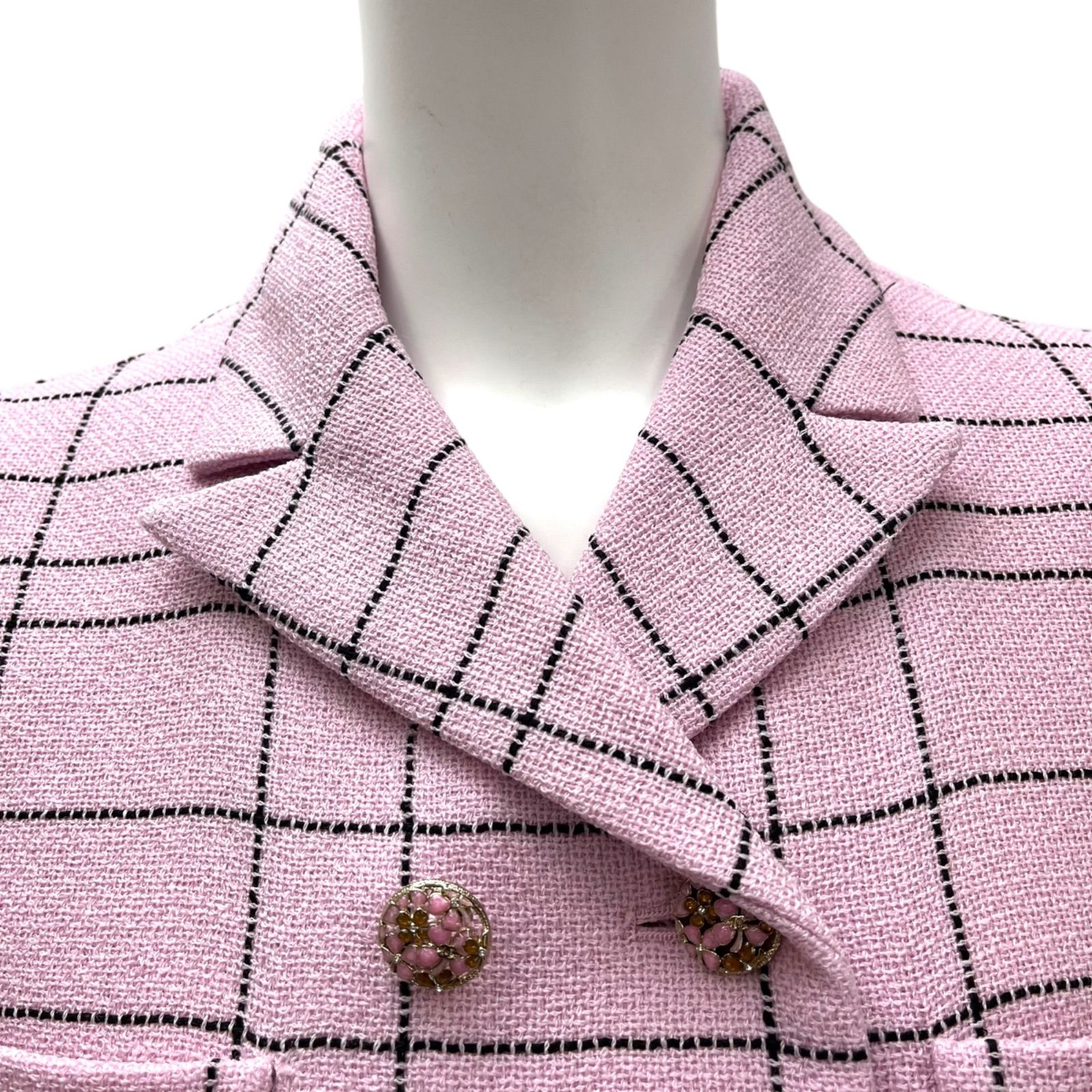 ○極美品 シャネル CHANEL ピンク ツイード ベスト ジレ 上品