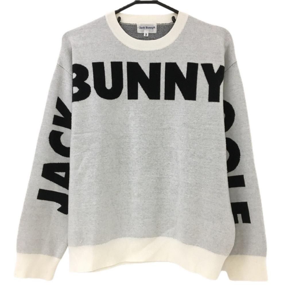 SALE価格ジャックバニー セーター 白×黒 ビッグロゴ ニット レディース 2(L) ゴルフウェア 2023年モデル Jack Bunny