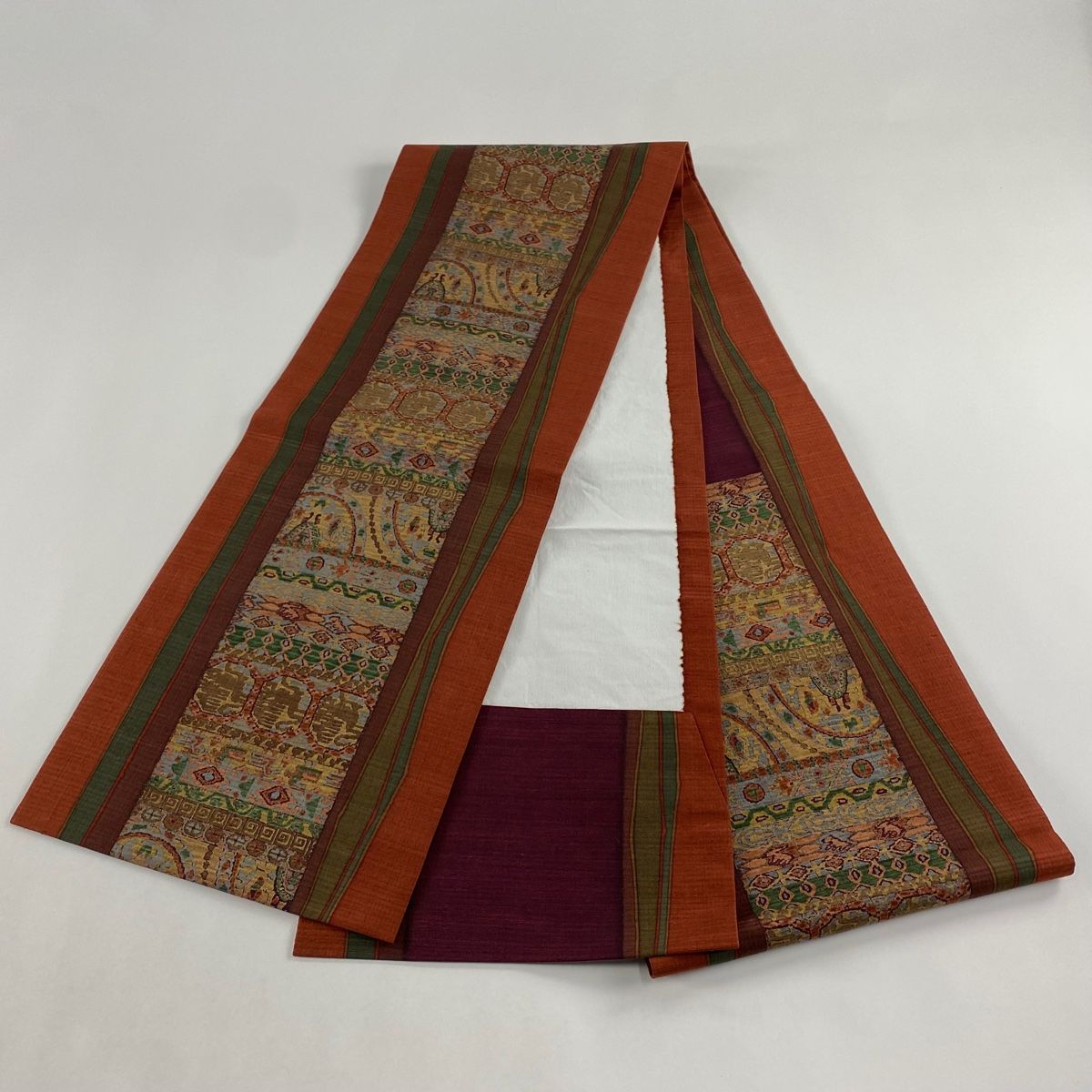 平和屋着物＊夏物 染色作家 桐山紫香 手描き 九寸名古屋帯 草花文 金糸