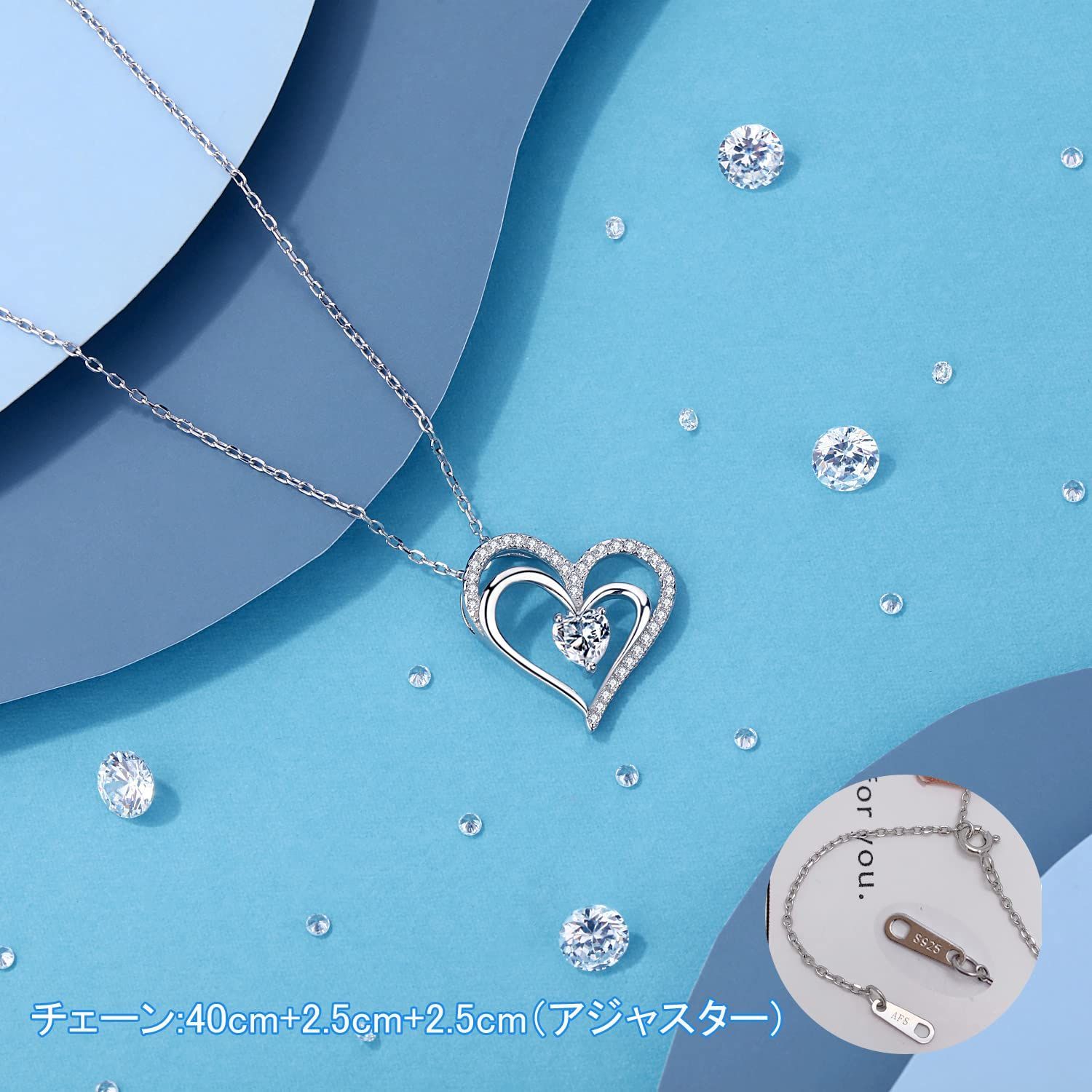  スワロフスキージルコニア プラチナ You シルバー925 Only プレゼント ペンダント 女性 ネックレス ジュエリー ラブハート レディース Z.Angie ネックレス アクセサリー