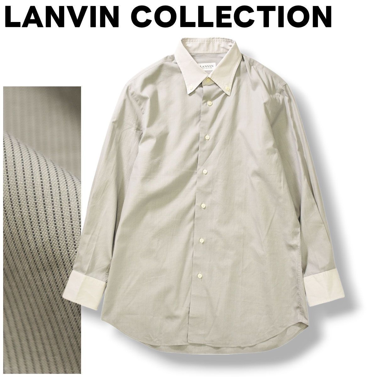 LANVIN - coco 未使用品 ランバンスポール LANVIN SPORT メンズ 長袖シャツ 40(L) 濃グレー 総柄 ストライプ柄 ボタンダウン coco 未使用品 ランバンスポール LANVIN SPORT メンズ 長袖