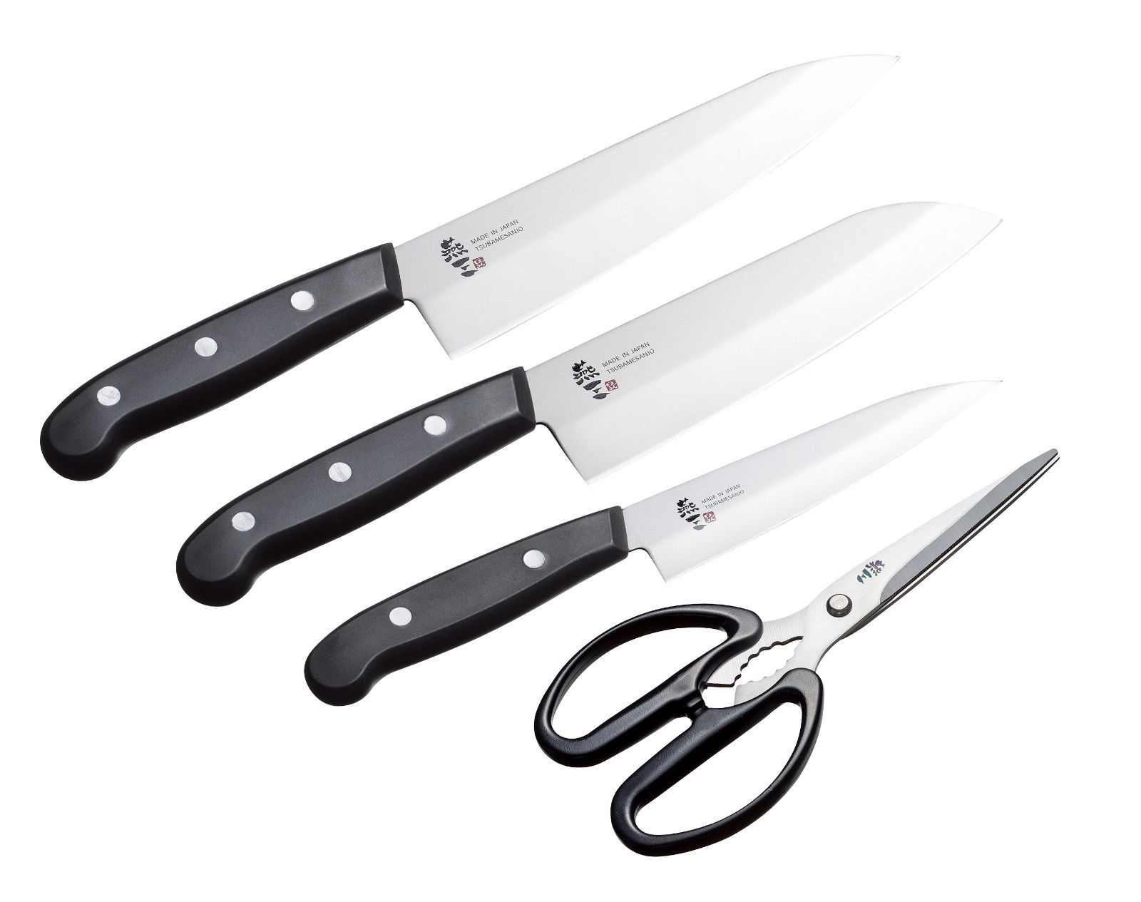 燕三 ステンレス包丁-キッチンハサミ4点セット