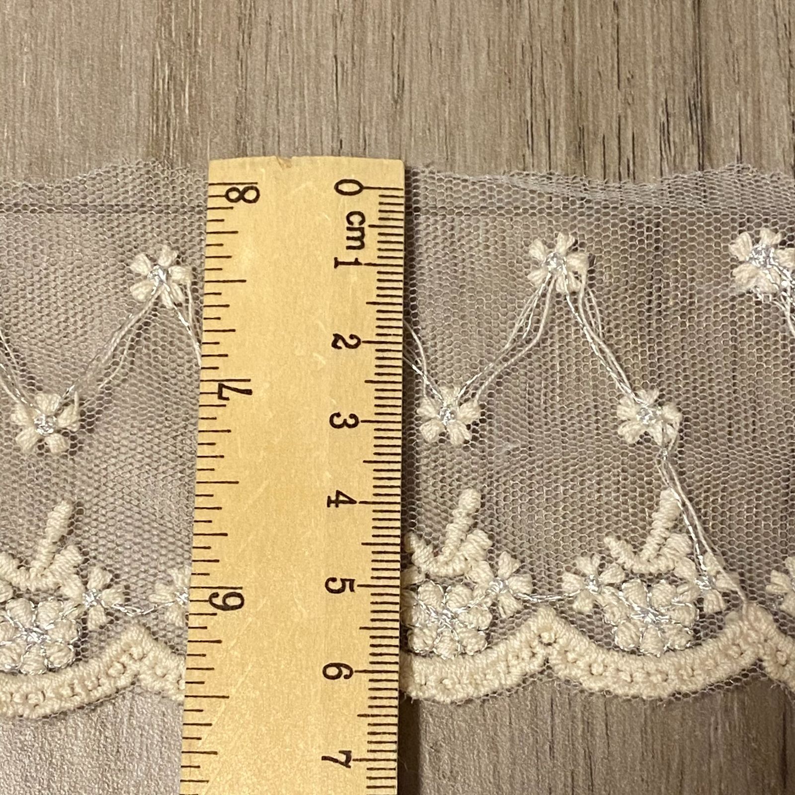 L24手芸☆材料フリル☆刺繍☆布感レース☆アイボリー色☆