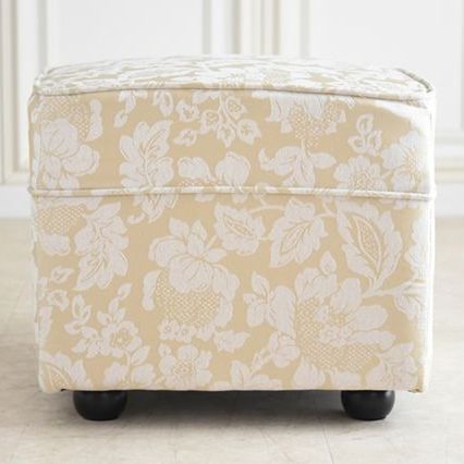 オットマン スツール シャンパンゴールド 花柄 ファブリック 腰掛け ドマーニ エレガント ヨーロピアン 北欧 4004