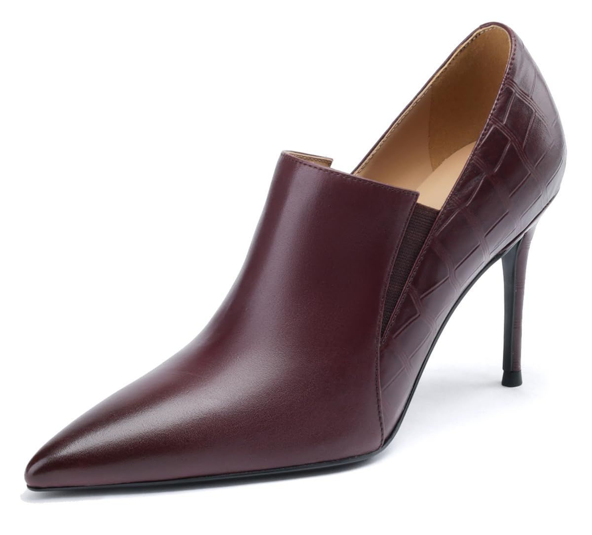 Size 23.5 cm 3E_Color ワインレッド CHICULL チカル レディース ブーティー 牛革 アンクルブーツ サイドゴア ブーティ 美脚 ポインテッドトゥ ハイヒール シューズ ショートブーツ カジュアル オフィス 本革 レザー 革靴 婦
