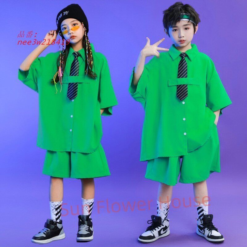 キッズダンス セットアップ ヒップホップ キッズダンス衣装 女の子 男の子 K-POP 韓国 派手 おしゃれ 学園祭演出服 応援団 発表会 文化祭 かっこいい nee3w218419