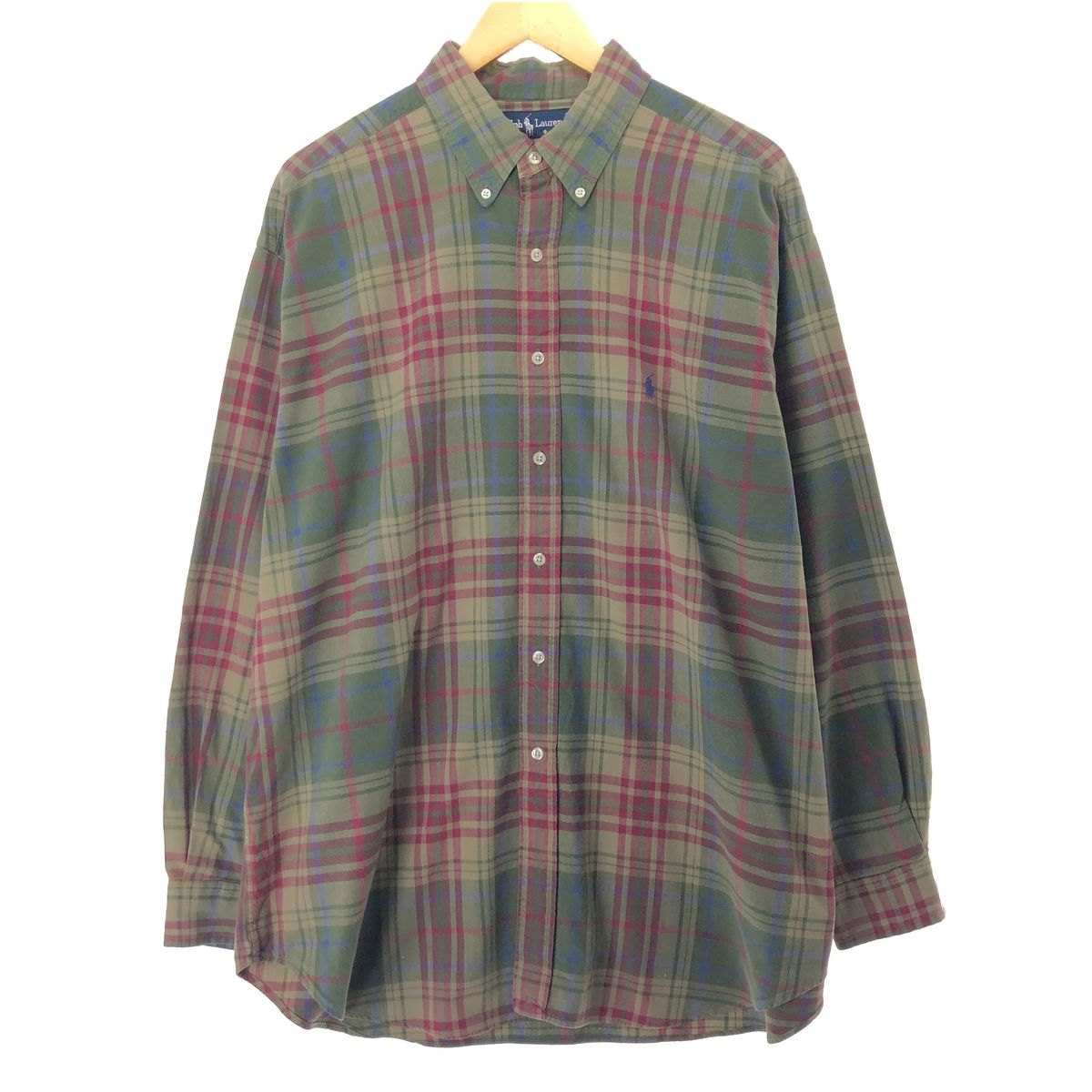 古着 ラルフローレン Ralph Lauren BLAIRE 長袖 ボタンダウンチェックシャツ メンズXL/eaa457946