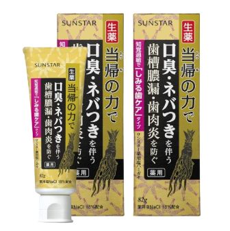 サンスター薬用塩ハミガキ 当帰の力 しみる歯ケアタイプ メディカルハーブミントの香味 82g 2個