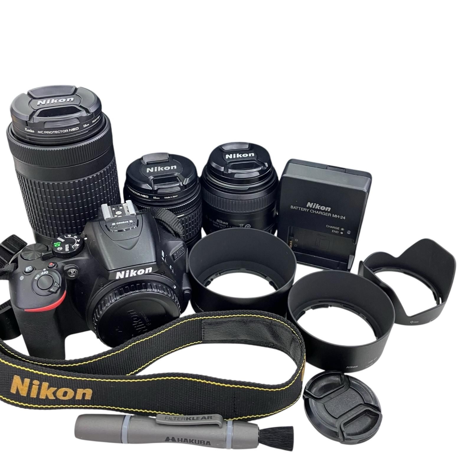 186000 Nikon ニコン レンズセット♪デジタル一眼レフ マクロ 望遠 D5600 Nikkor AF-P 18-55mm 1 3.5-5.6G