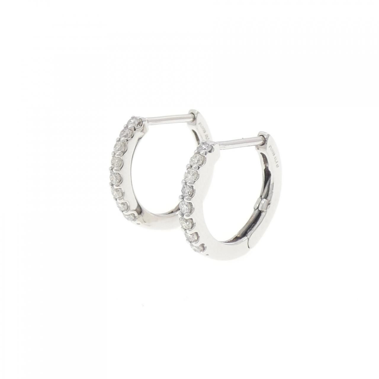 PT900 フープ ダイヤモンド ピアス 0.20CT