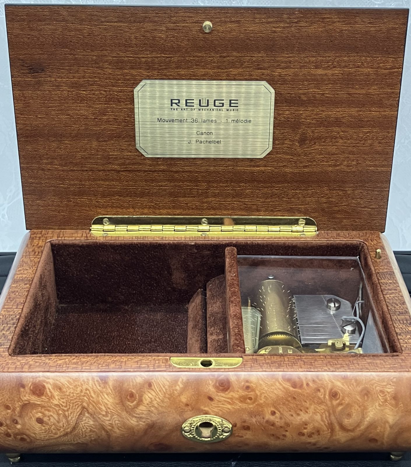 REUGEリュージュ小物入れオルゴール 象嵌細工 鍵付き アレグロ