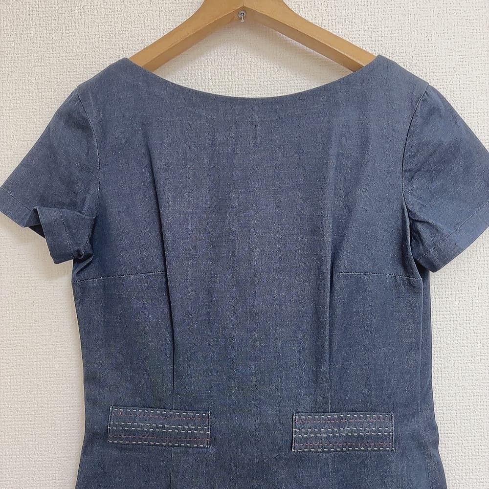 ポールカ PAULE KA ワンピース ネイビー 半袖 36サイズ 874425