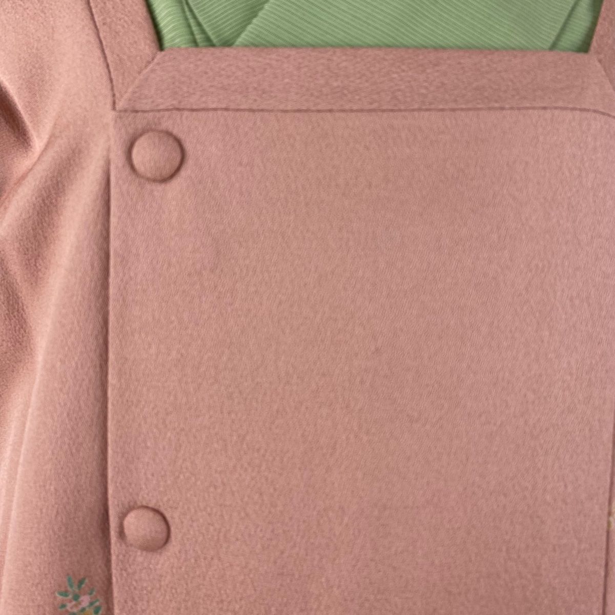 道行 身丈105cm 裄丈69.5cm L 和装コート 角衿 桜 菊 ピンク 正絹 美品  