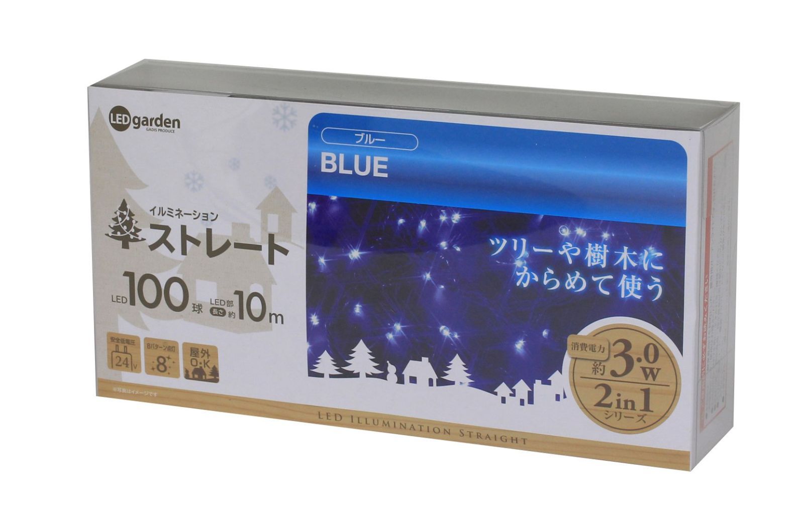 Color ブルー_Size 100球_Style コード色 グリーン タカショー ガーデンライト イルミネーション ストレート 100球 ブルー 全長 約11.8m 屋外 間接照明 防水 温かみのある光 塩化ビニル樹脂 LIT-ST100B
