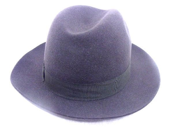 ■新品■未使用■ BORSALINO ボルサリーノ ラビットファー リボン ハット 帽子 表記サイズ 59 メンズ レディース ダークグレー系 AR5765