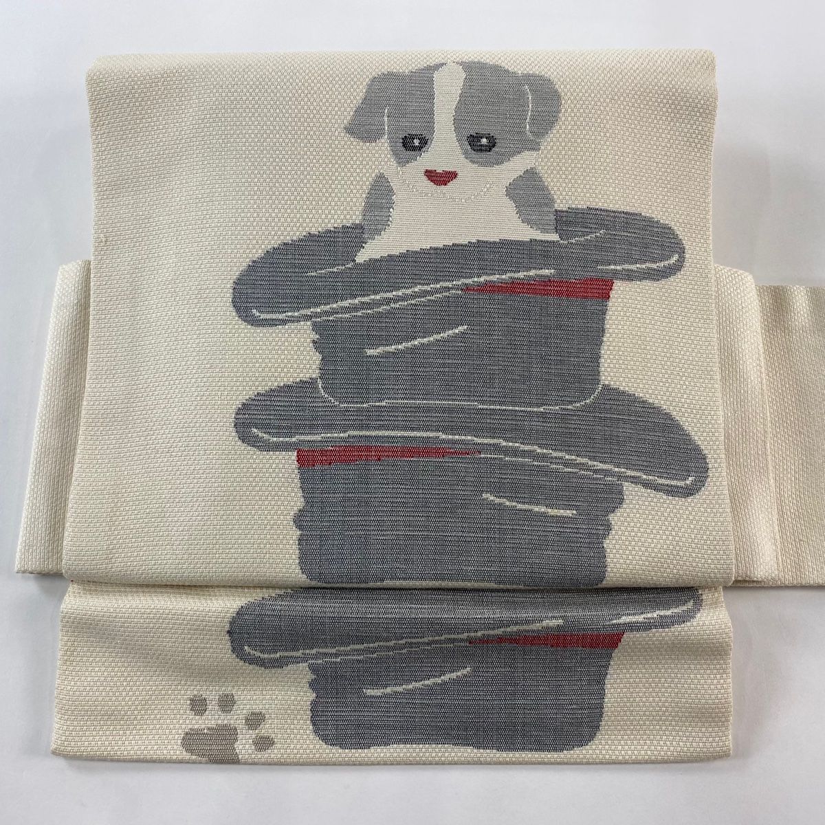 付け帯 作り帯 犬 帽子 クリーム 正絹