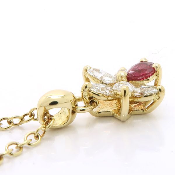 ルビー ダイヤモンド ネックレス 750 K18 イエローゴールド SP  