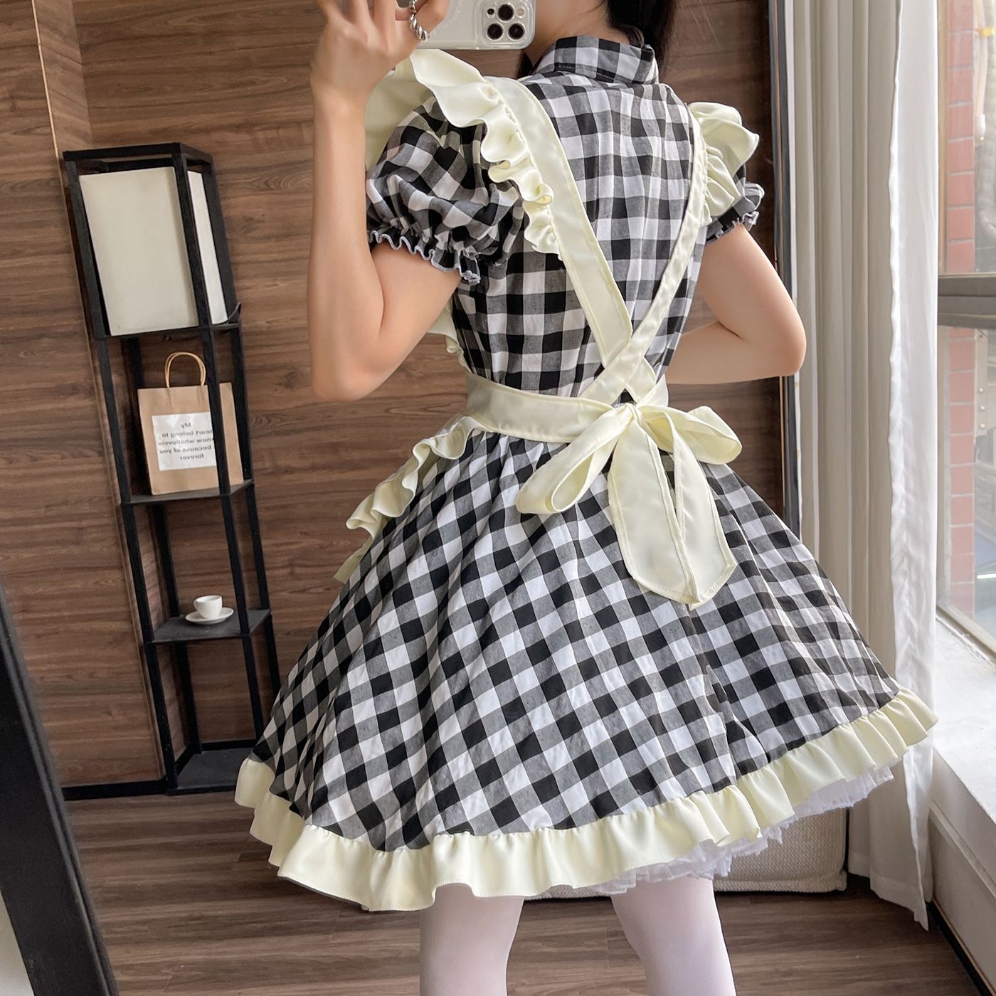 ロリータメイド服 赤と黒のチェック柄 メイド服 チェック柄 喫茶店 レッド ブラック コスプレ