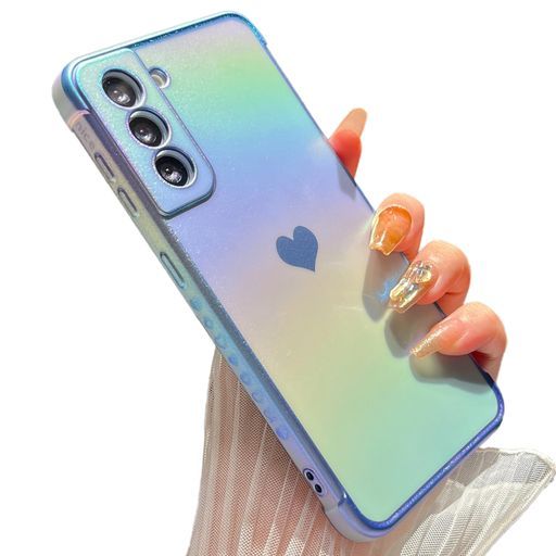 ZTOFERASamsungGalaxyS225G用ハートケースサムスンギャラクシーs22カバー柔軟なTPUシリコンスマホケースメッキ加工エッジラグジュアリー蛍光色虹色マットソフト軽量耐衝撃おしゃれ韓国