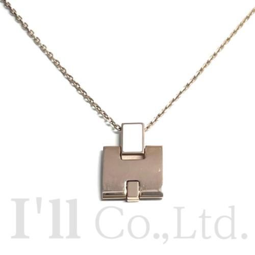 HERMES エルメス アイリーン ネックレス メタル エナメル ピンク 