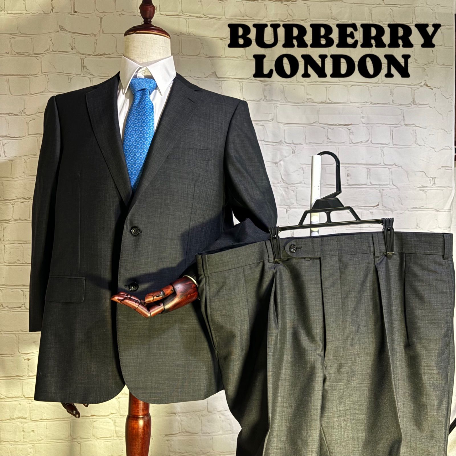 美品 バーバリー ロンドン スーツ セットアップ シルク モヘヤ混 BURBERRY LONDON バーバリー スーツ セットアップ モヘア シルク