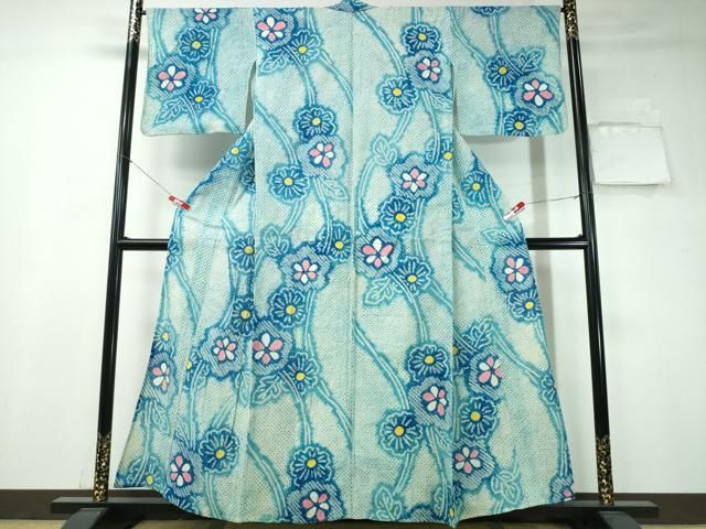 平和屋着物∴夏物 浴衣 有松鳴海絞り 枝葉菊文 綿 CAAW1190ng